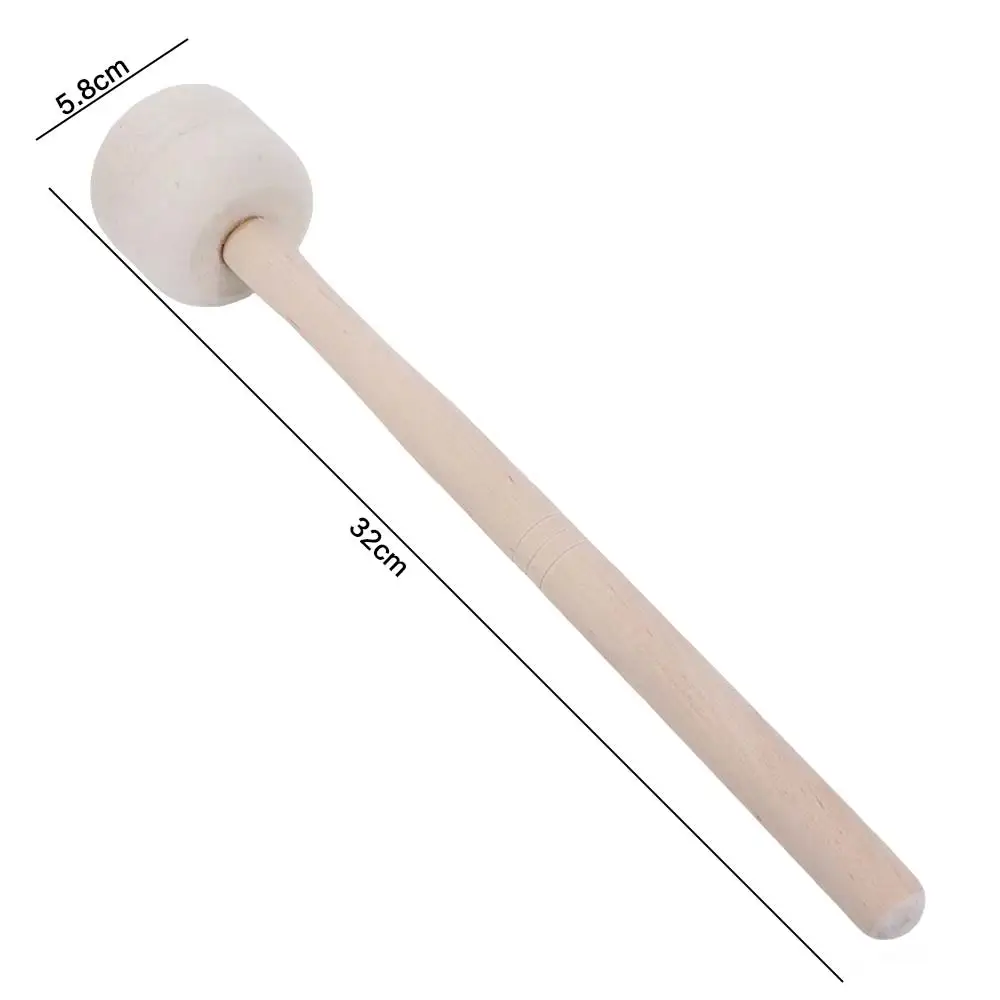 1pc Wool Felt Head Drum Sticks Wood Handle Band Performances Drum Wooden Mallet Long Handle Marching Drum Wooden Drum Hammer