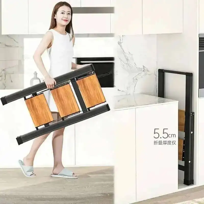 سلالم من سبائك الألومنيوم قابلة للطي 2/3/4 مقاعد متدرجة سلم للمنزل سلم تلسكوبي سميك T متعدد الوظائف #5