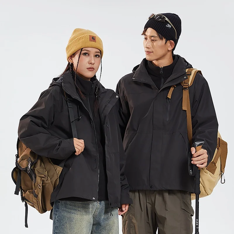 

Unisex Three-In-One Winter Jacket Outdoor Windproof Waterproof Zipper for Travel Fishing Men's Women's Same Style Clothing