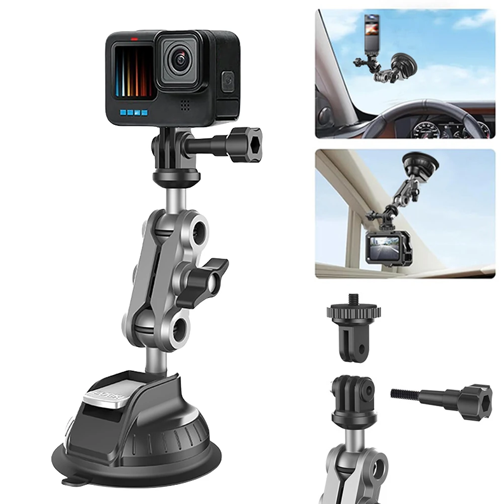 Action Camera Dash Cam Phone Car Mount Car Suction Cup Phone Action Camera Holder 1/4 Inch for GoPro Insta360 DJI Action Camera