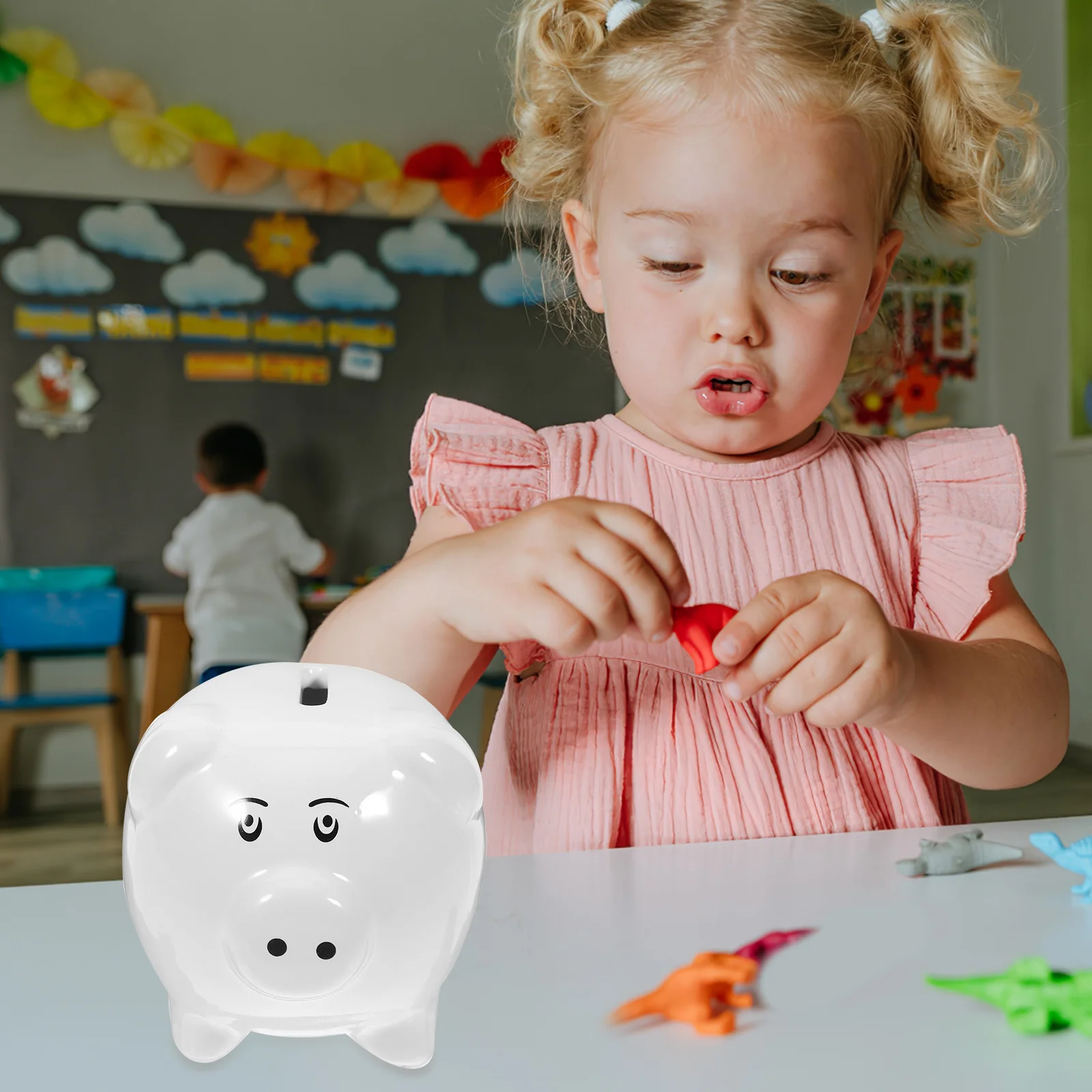 Cute Piggy Bank Kids Ceramic Coin Saving Jar Desktop Organizer Cartoon Money Pot for Children Piggy Bank Girls