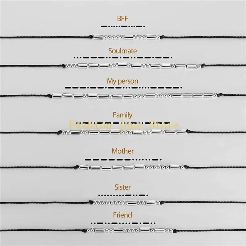 N5KA Morse Code Jewelry Making Set DIY Bracelet Making Round Beads Long Tube Beads Morse Code Decoding Card Rope Set