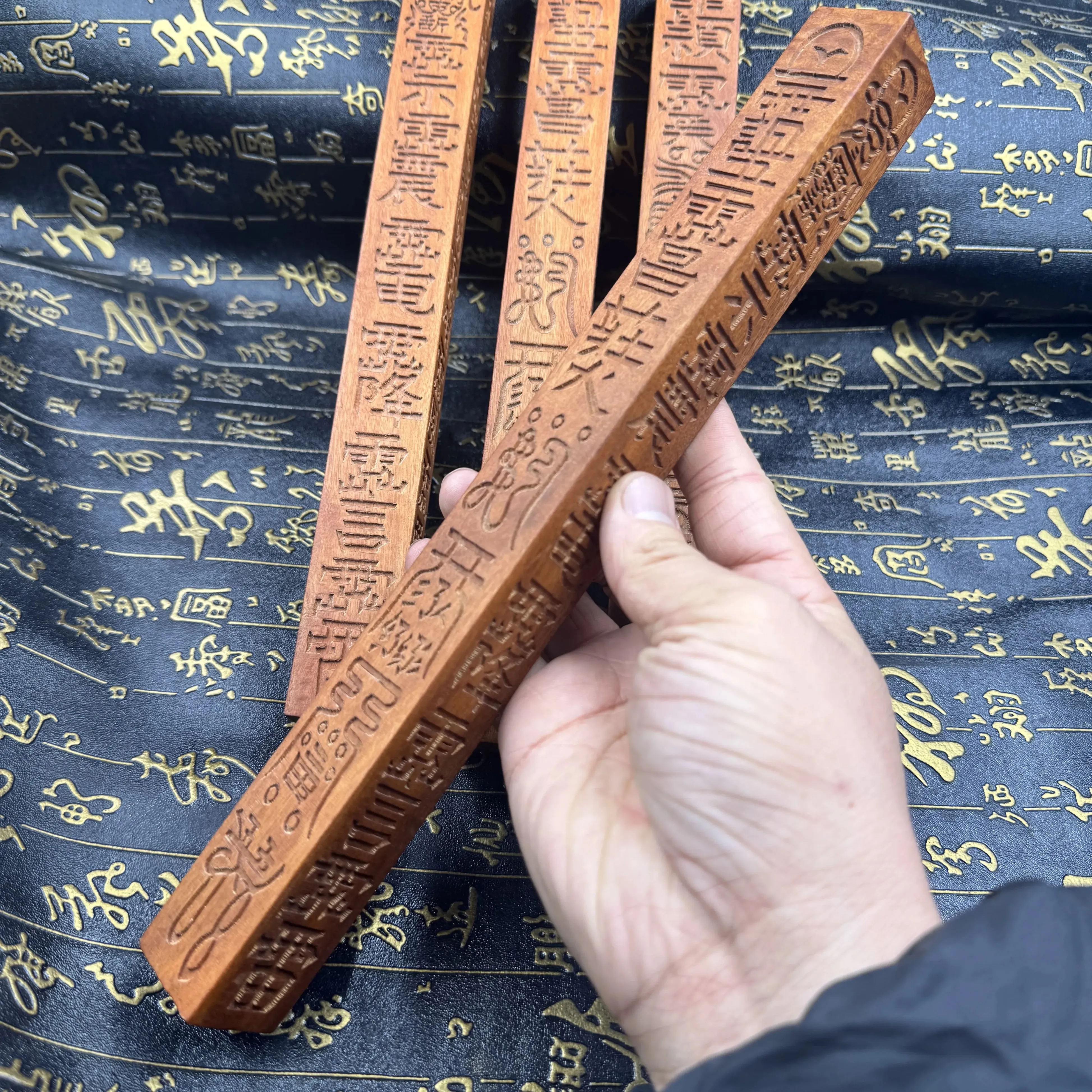Daoist Tian Peng Ruler - Hand-Carved Single Block Jujube Wood Ceremonial Ruler, Ritual Tool for Initiation & Altar Use