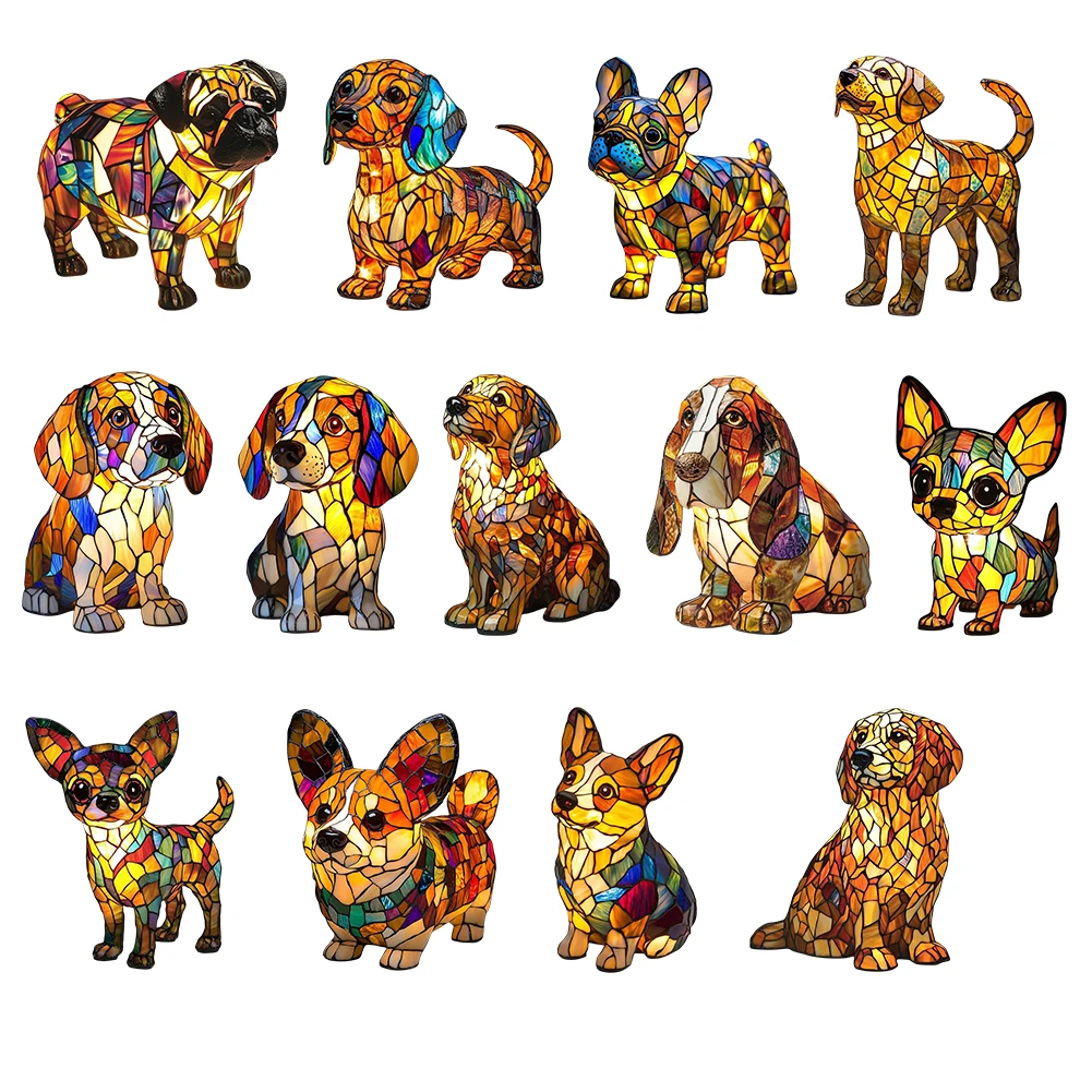 

Лампа для собак, витражная смола, настольный ночник для собак, декор из смолы для собак, винтажный ночник для украшения спальни и гостиной