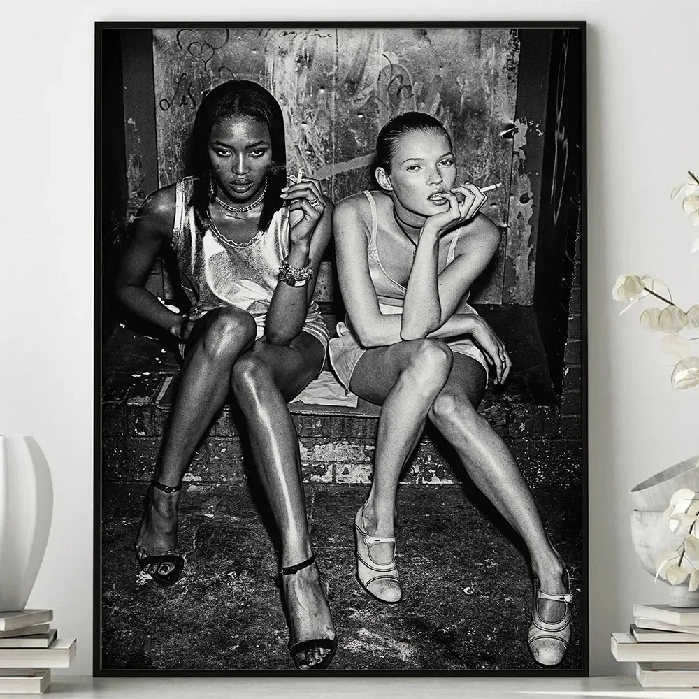 Top Model Naomi Campbell Kate Moss Smoking Poster Prints Wall Art Fashion Girls Iconic Celebrity Canvas Painting for Home Decor