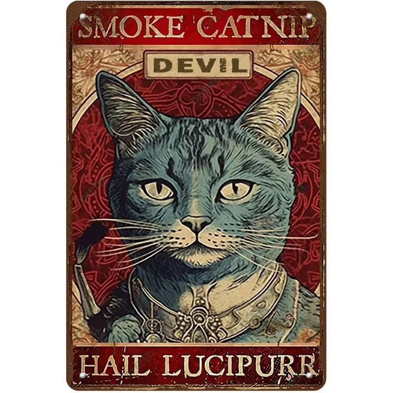 Retro Cat Coffee Metal Sign Vintage Kitchen Signs Wall Decor Because Murder Is Wrong Funny Signs Bar Decorations Art Poster