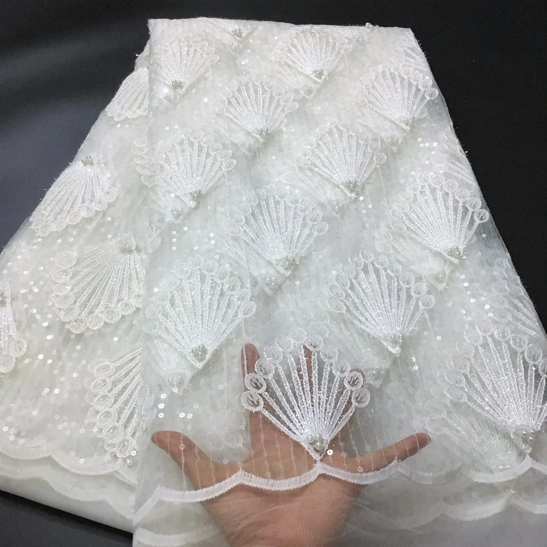 2023 Latest White Wedding Lace Fabric African Nigerian Net Lace Fabric High Quality French Tulle Mesh Lace For Bridal KSY21111