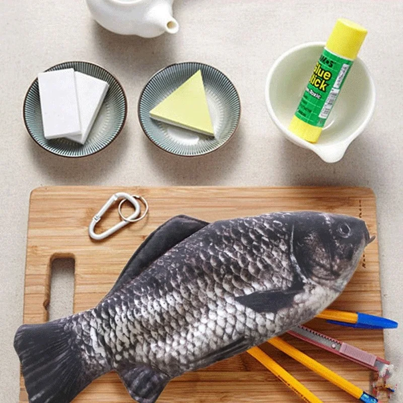 Creative Fish Shaped Pencil Case Novelty Fish Pen Bag Coin Wallet Fun Pen Box Student Office Stationery Supplies