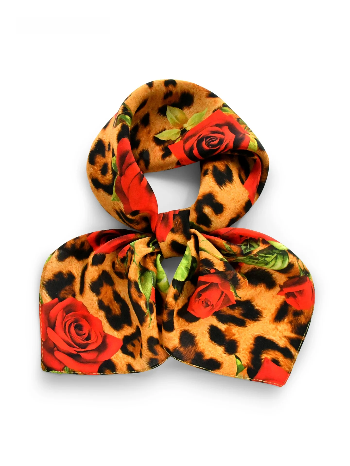 シルクスカーフ-ローズヒョウ柄-ピュアシルク-小さな正方形シルクスカーフ-ギフトボックス-女性の誕生日プレゼント-シルクショール-ファッションアクセサリー