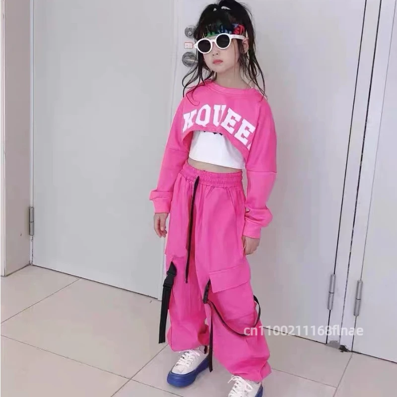 Girls' Jazz Dance Performance Costumes, Girls' Hip Hop Set, Girls' Umbilical Clothing, Street Dance Performance Trendy Clothing