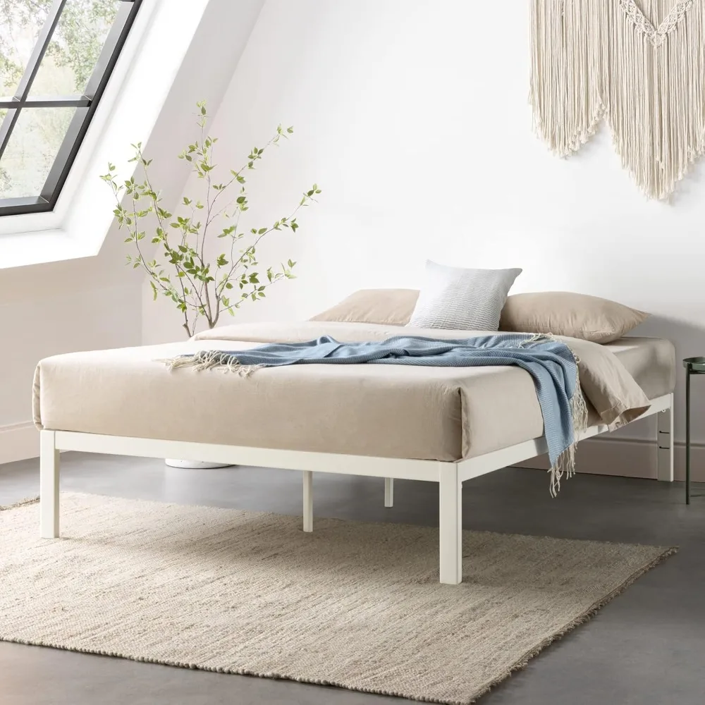 

Mellow Rocky Base C 14" Platform Bed Heavy Duty Steel White, w/ Patented Wide Steel Slats -Full/Queen/King optional