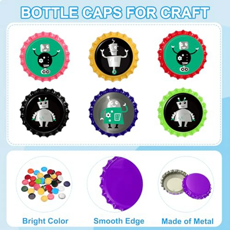 160 PCS Bottle Caps For Crafts, 1 Inch Decorative Metal Beer Bottle Caps Bulk Flattened Charm For DIY Craft