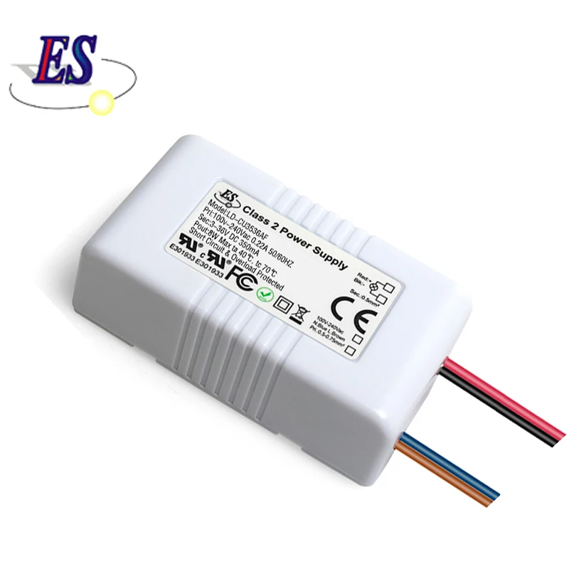 ES Driver 3-8W AC/DC Constant current 350mA LED downlight transformer LED store lights Power Adapter  CE UL ROHS certification