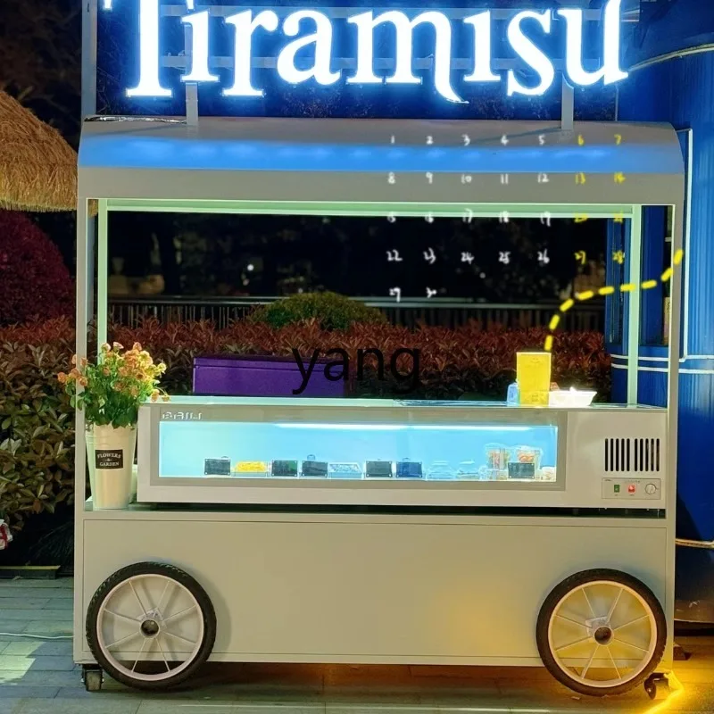 LH Mobile Coffee Cart Outdoor Tiramisu Stall Cart Customized Multifunctional Ice Cream Display Cart