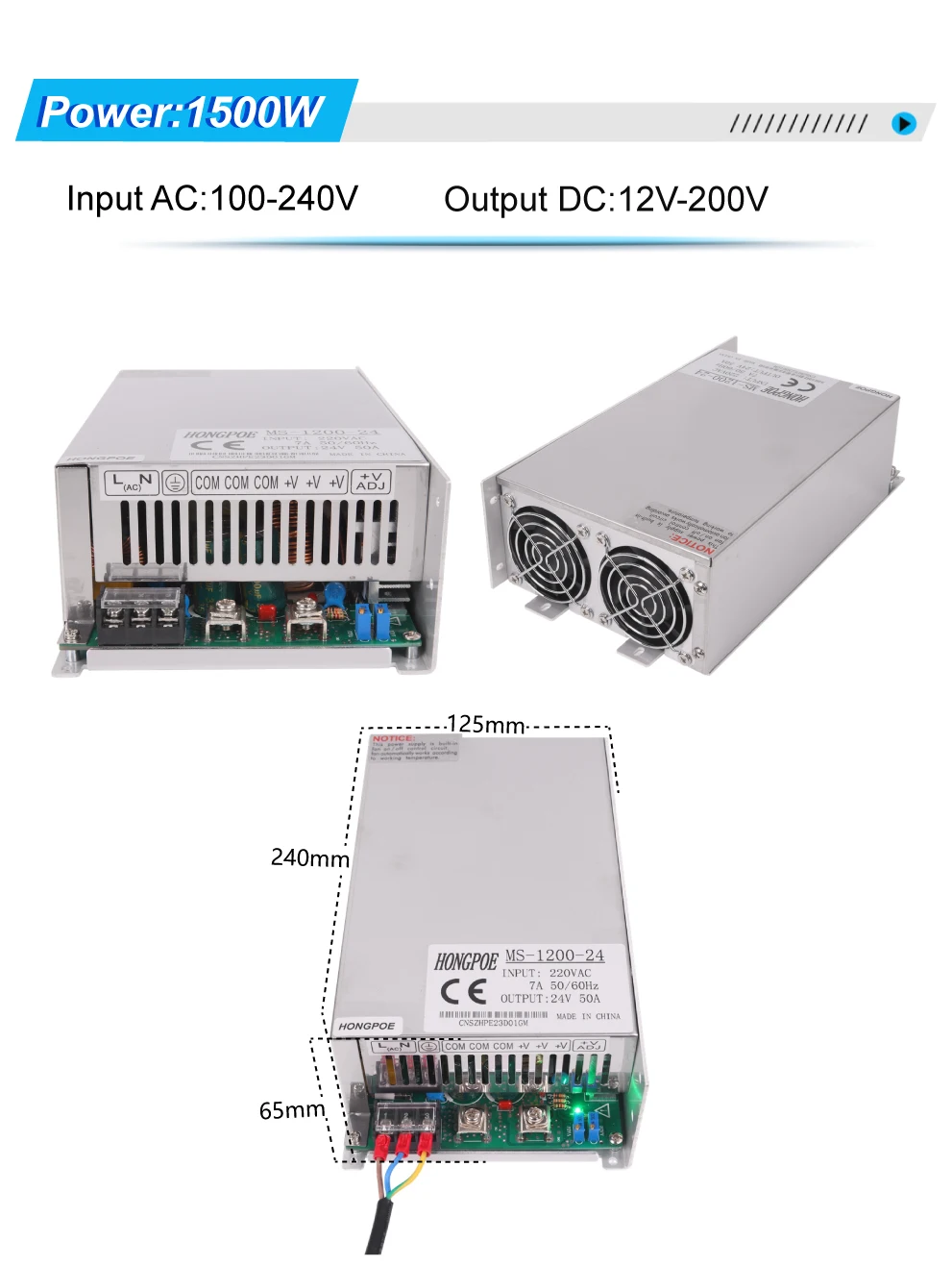 Switching Power Supply DC 12V 35W 60W 120W 250W 360W 500W Light Transformer AC 100-240V Source Adapter SMPS For LED Strips CCTV