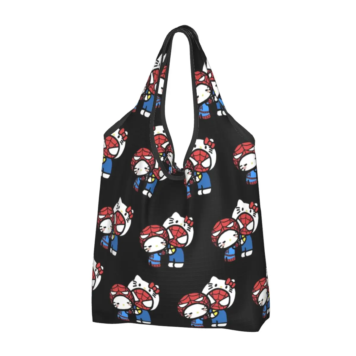 Hello Kitty Spiderman Boyfriend Girlfriend Grocery Bag Durable Large Reusable Recycle Heavy Duty Shopping Eco Bag Attached Pouch