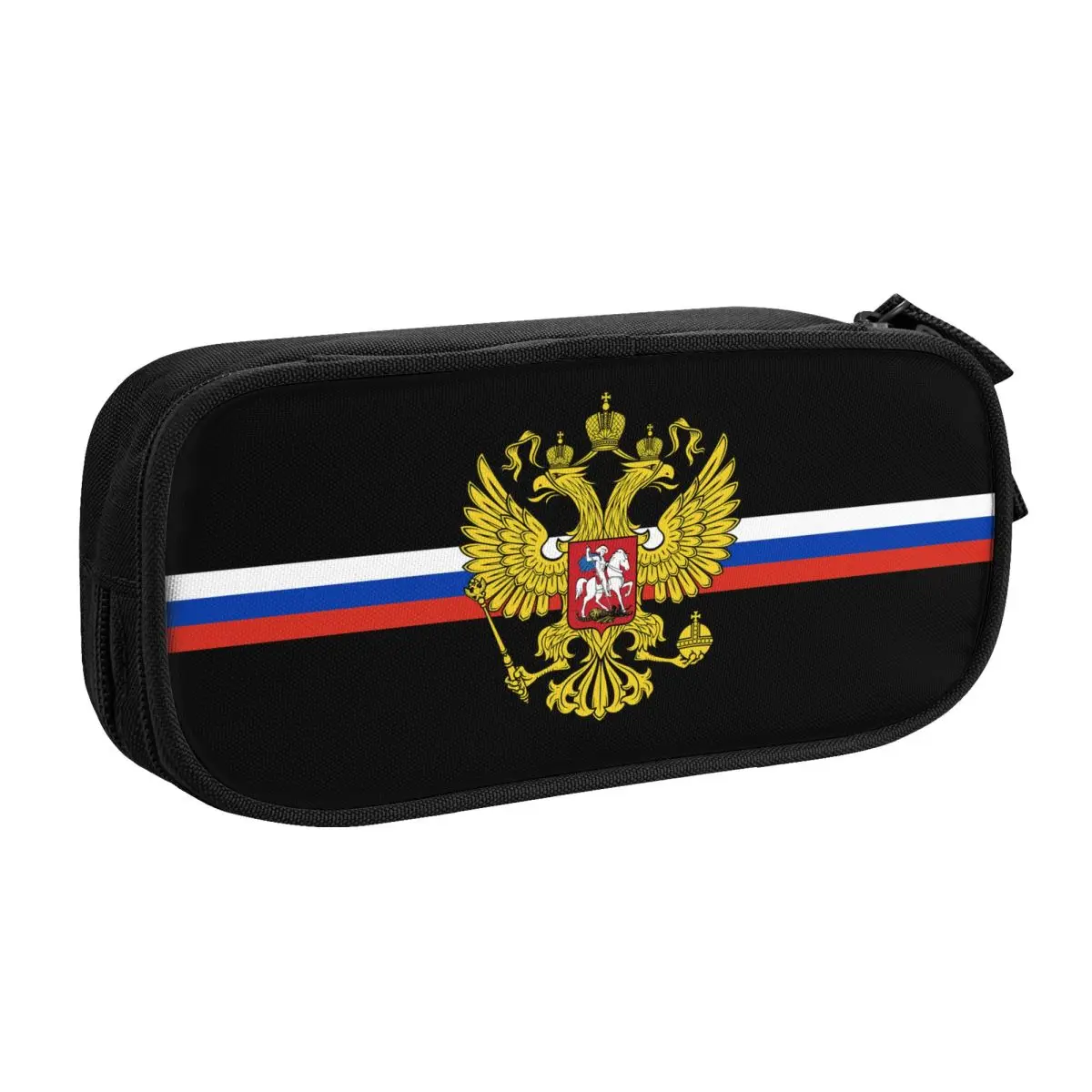 Customized Coat Of Arms Of Russia Cute Pencil Case Boy Girl Large Capacity Russian Flag Pencil Box School Accessories