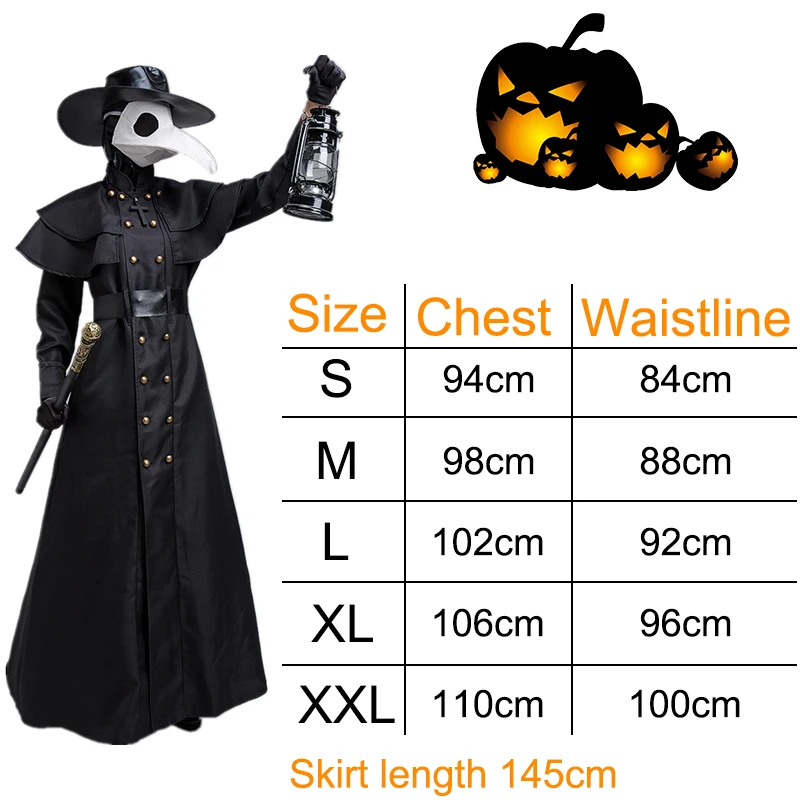 2022 New Medieval Hood Robe Plague Doctor Costume Mask Hat for Men Women Halloween Carnival Cosplay Steampunk Dress Cloak Cape