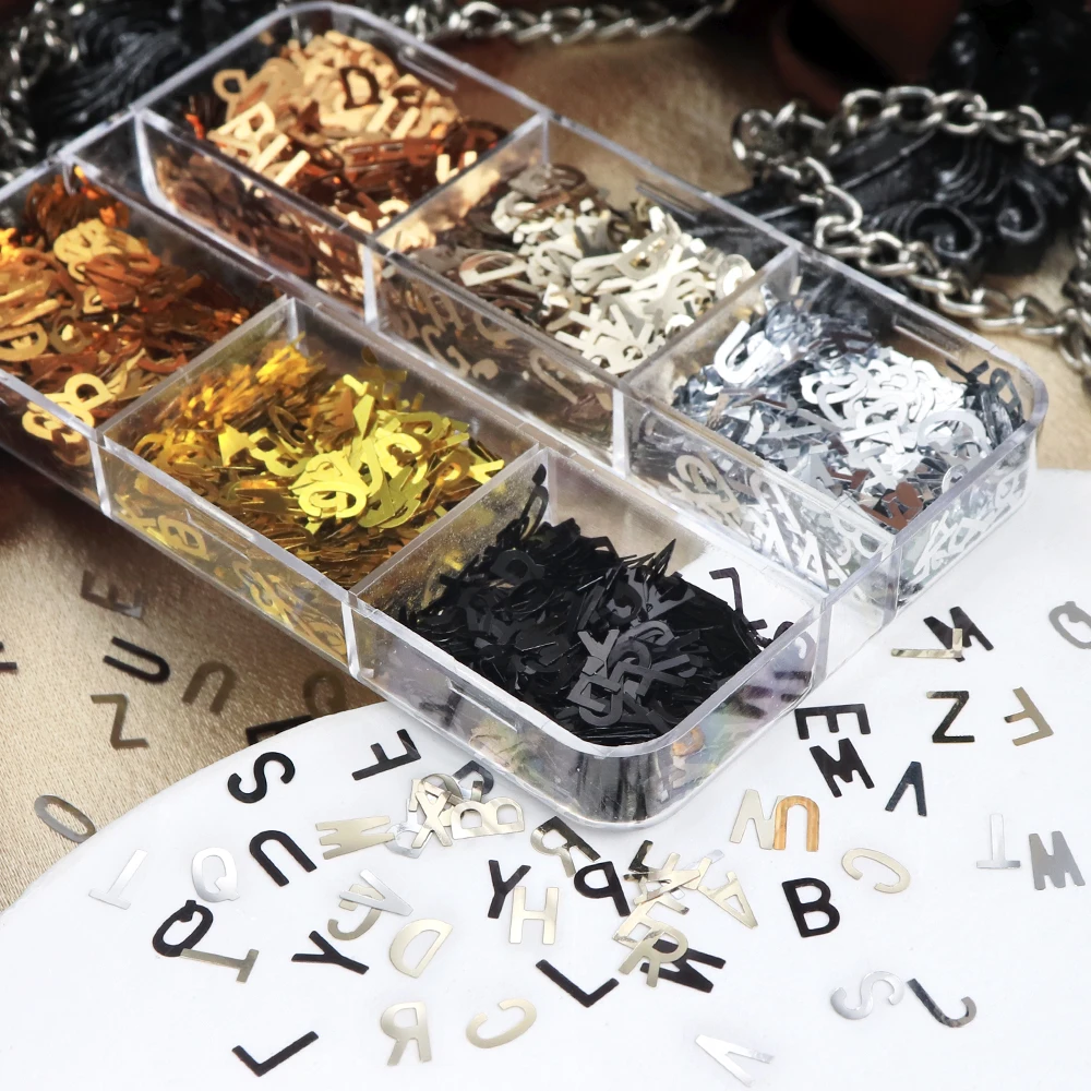 Alphabet Resin Sequins Epoxy Resin Mold Filling Metallic Color English Letters Flakes Autumn Decoration Crafts Making DIY Gifts