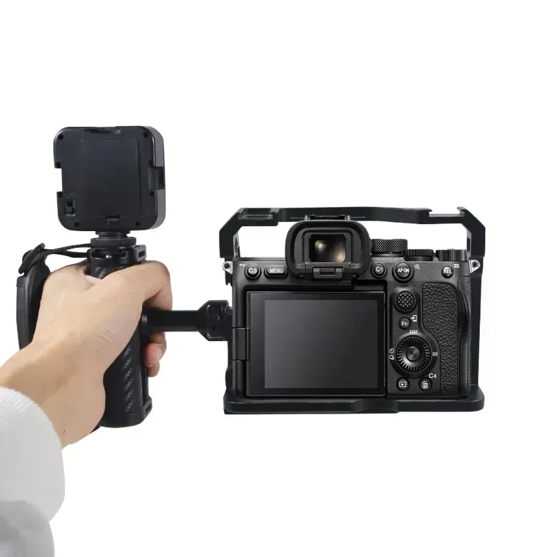 Aluminum Side Handle Adjustable Handgrip 1/4 Screw Camera Cage Cold Shoe Mount Flash Light Holder Positioning Handle