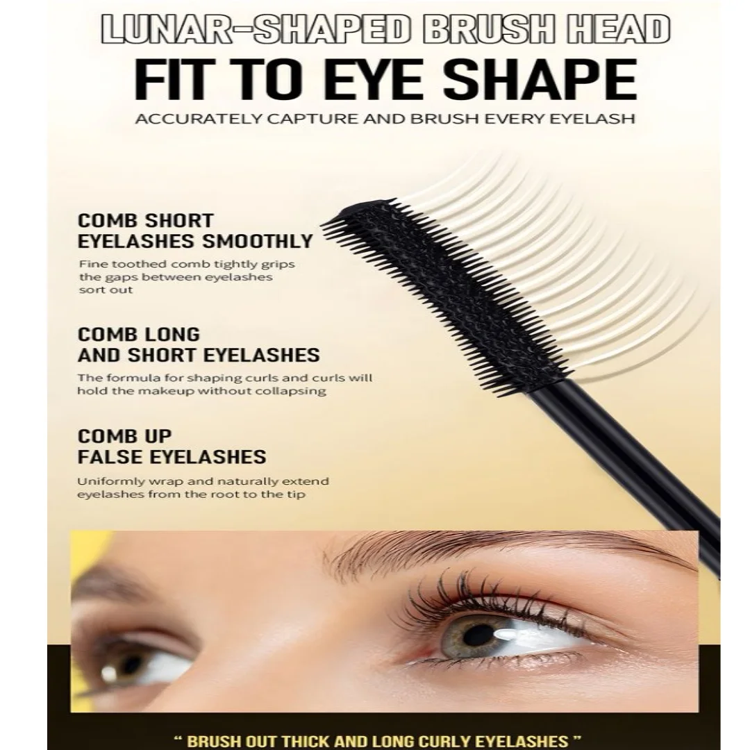 Máscara de pestañas alargadora y rizada de volumen Natural, resistente al agua, de larga duración, moldeadora, sin manchas, de secado rápido, suave, dorada