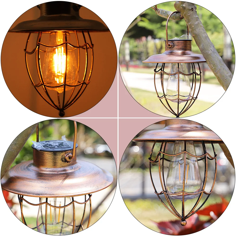 

1Pcs Retro Solar Hanging Lamp Warm LED Outdoor Hanging Light Garden Courtyard Solar Decorative Lantern LED Lamp