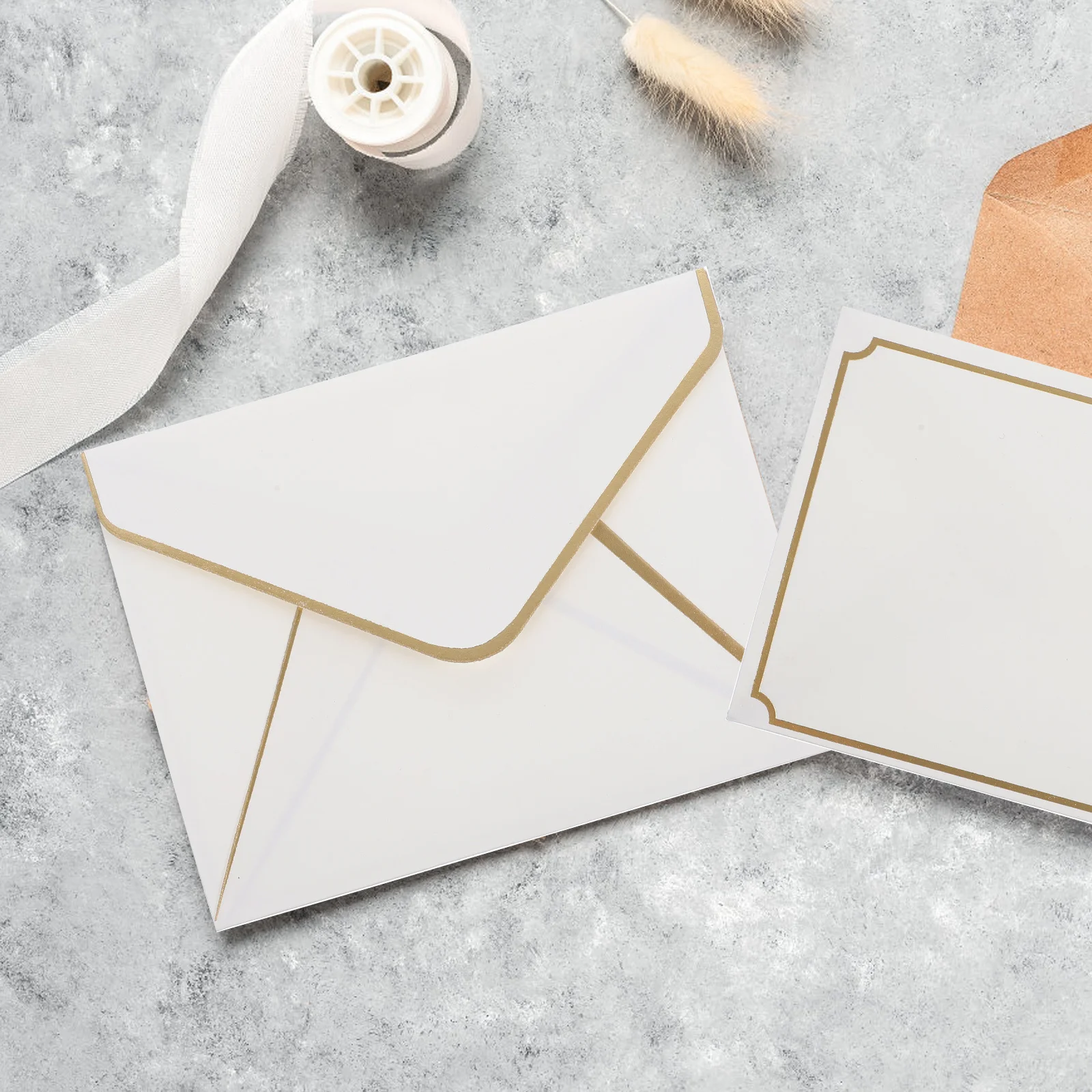 24Pcs Gold Trim Envelopes Protective Secure Fit Envelopes for Cards Documents Wedding Parties Graduation Ceremonies Decoration