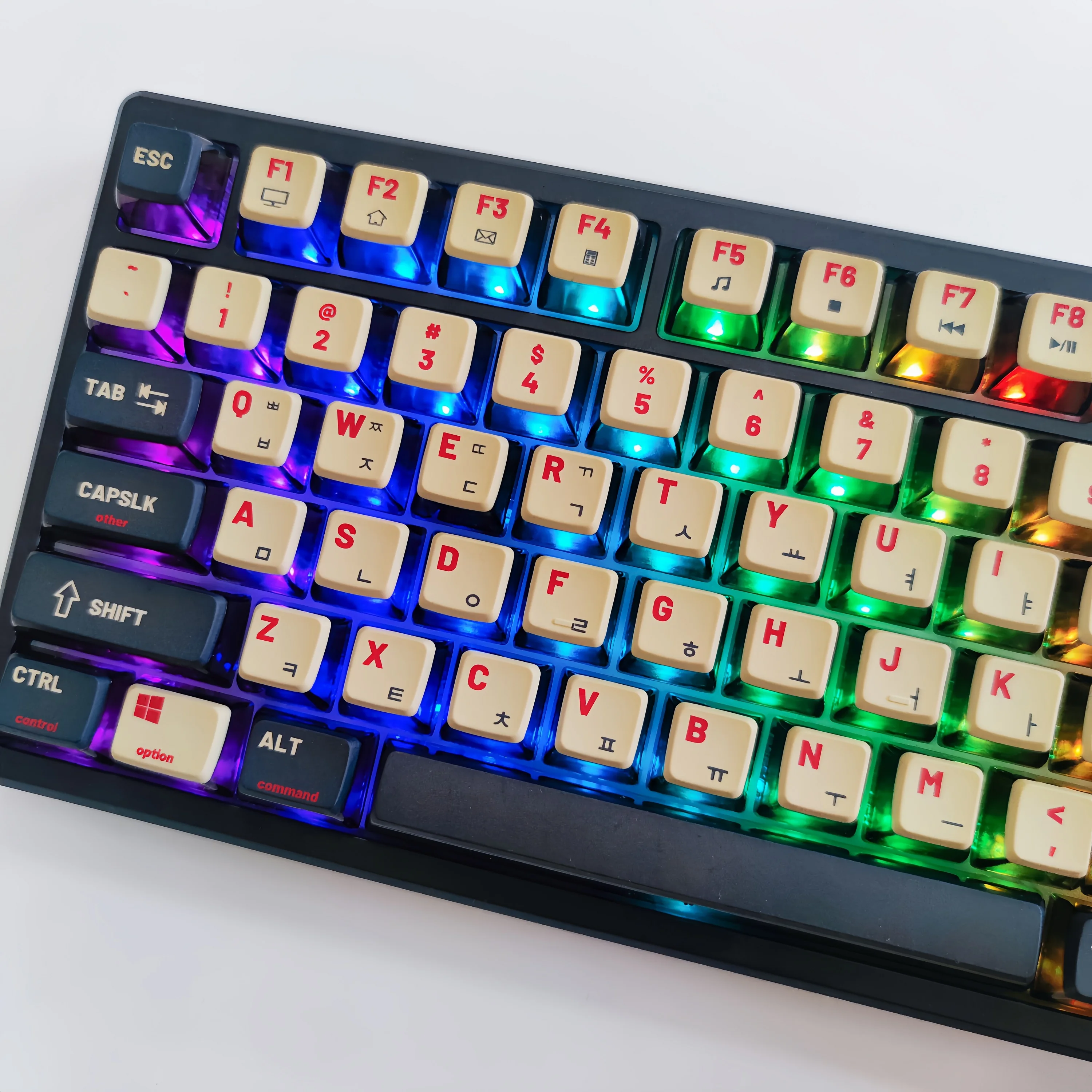 Retro Korean Pudding Keycaps ASA Profile PBT Transparent Backlight Hangul keycap Thermal sublimation Mechanical Keyboard Keycap