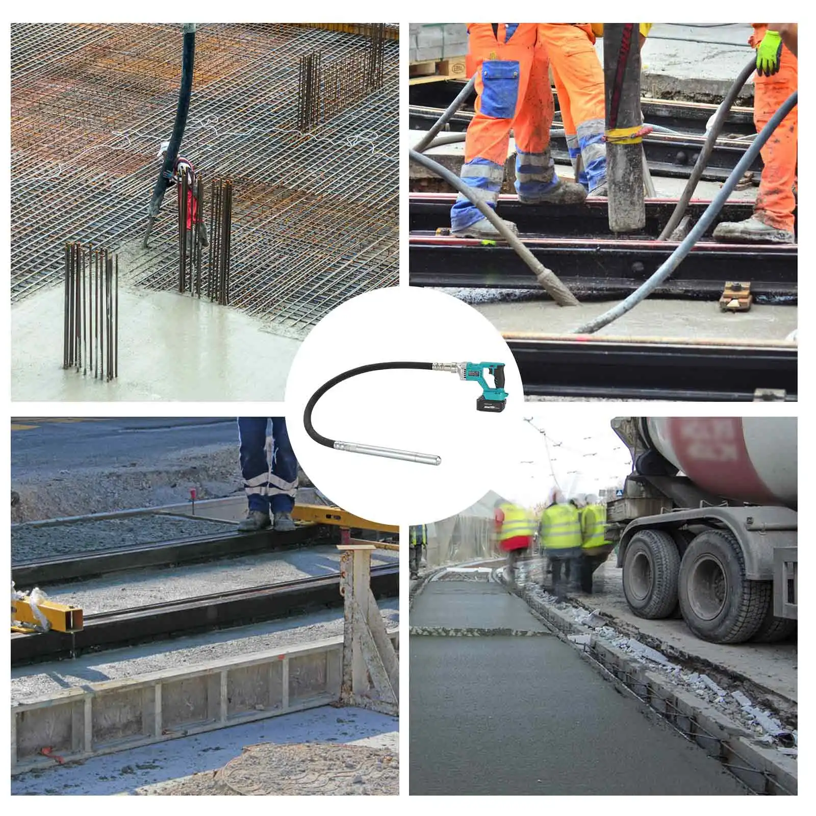 Heimerdinger Cordless Electric Concrete Mixing Tool Brushless Cement Soil Concrete Vibrator High Power Concrete Mixer Vibrator