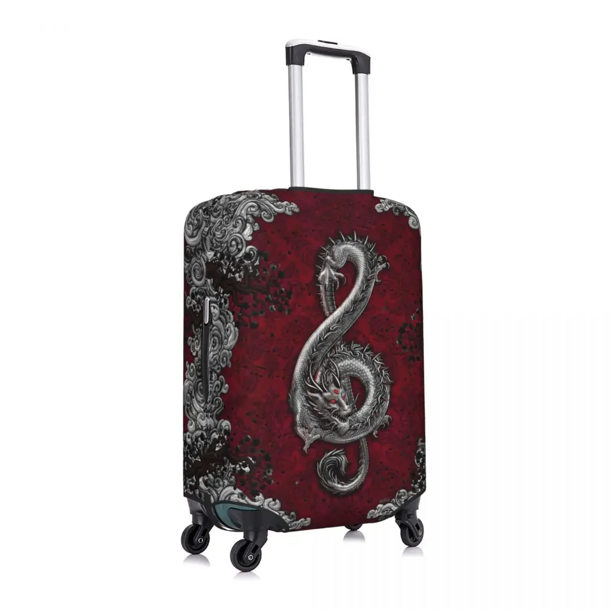 Custom Music Dragon Gothic Pattern Suitcase Cover Dust Proof Chinese Asian Style Travel Luggage Covers for 18-32 inch