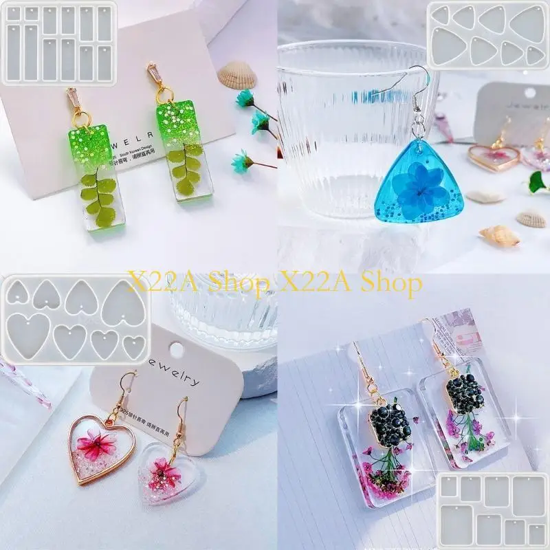 Unique Pendant Mould Resin Mold Multi-Shapes Jewelry Molds with Holes Hand-Making Accessories Silicone Material for Earrings
