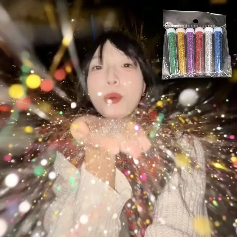 Glänzendes simuliertes Glitzerpulver, glitzerndes buntes Nagelglitzer-Set, DIY, gemischte Farben, fotografische Requisite, dekoratives Pulver