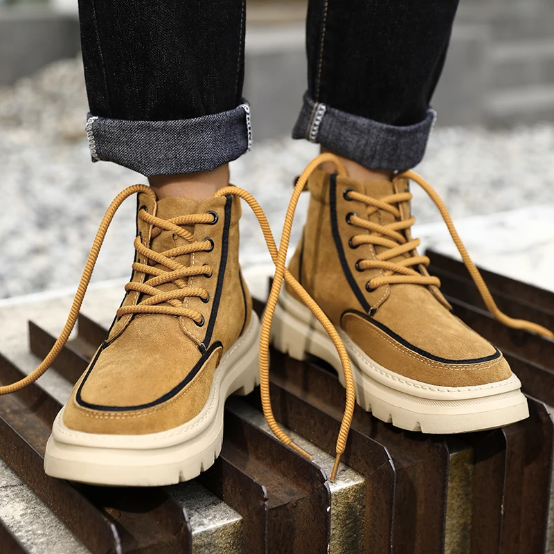 

2026 New Men's Riding Boots, Yellow Boots, Trendy and Fashionable Tactical Boots, Winter Street Men's Boots