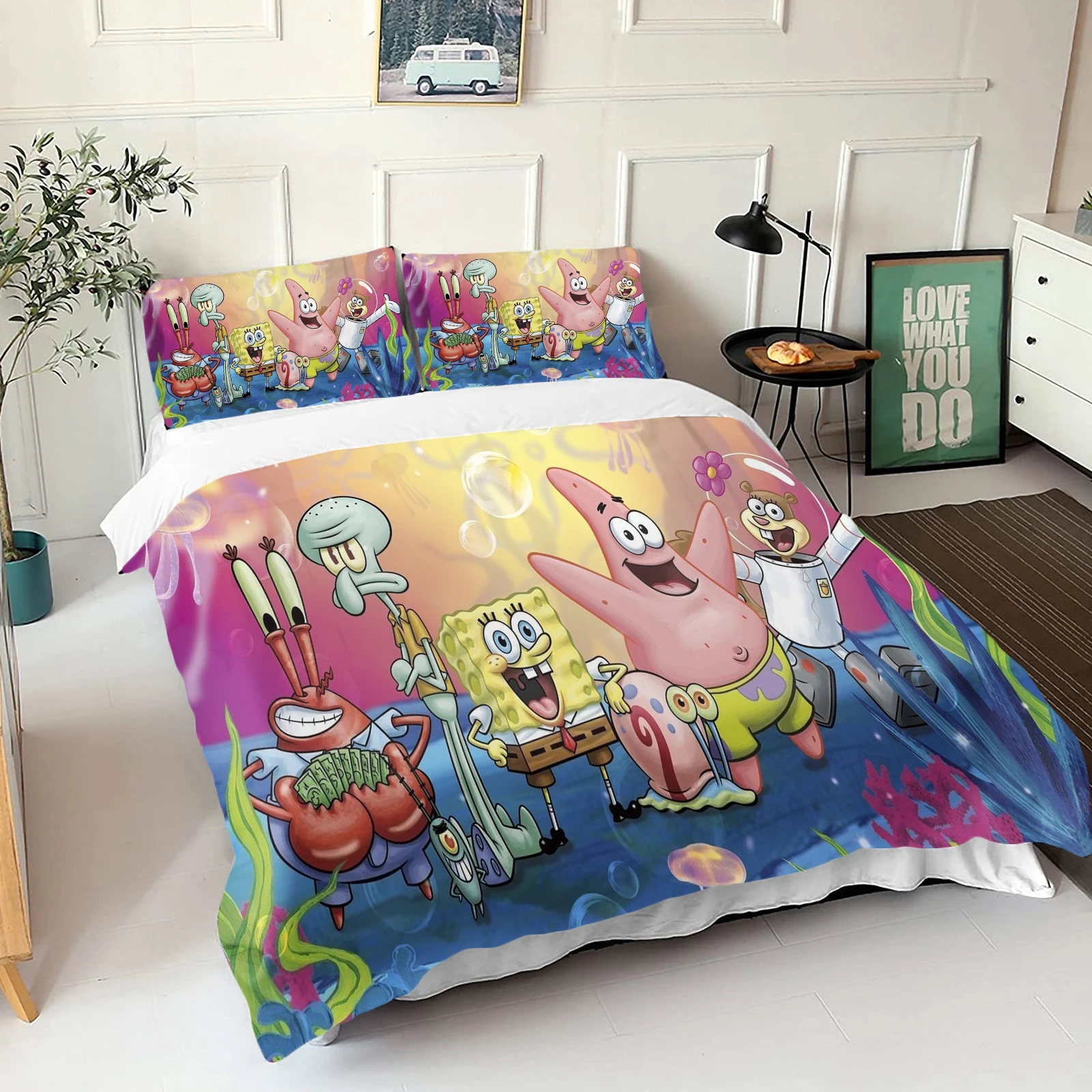 

Spongebob Patrick Star Printed 3-Piece Set 1 Quilt Duvet Cover Bedding Set Twin Size Sets Queen 3D Children'S Bedding