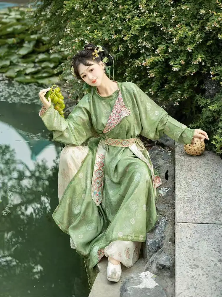 Silk embroidery hanfu ladies ancient Chinese traditional hanfu carnival cosplay costume hanfu green & clothes + pants