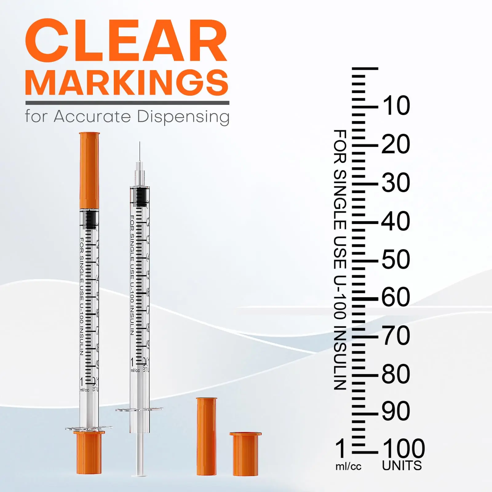 100 قطعة/صندوق 1 مللي/1cc 31 جرام 8 مللي متر حقنة الأنسولين مع غطاء برتقالي إبرة ، معقمة بشكل فردي معبأة للسلامة لاستخدام الحيوانات الأليفة في المزرعة