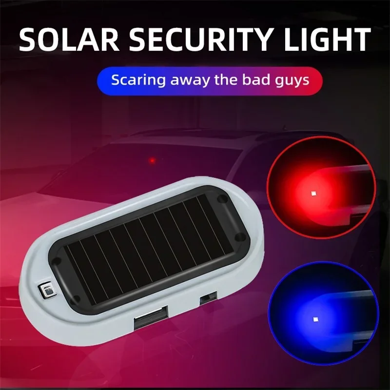 Automotive solar simulated anti-theft device LED warning light, universal wiring free induction light for interior modification