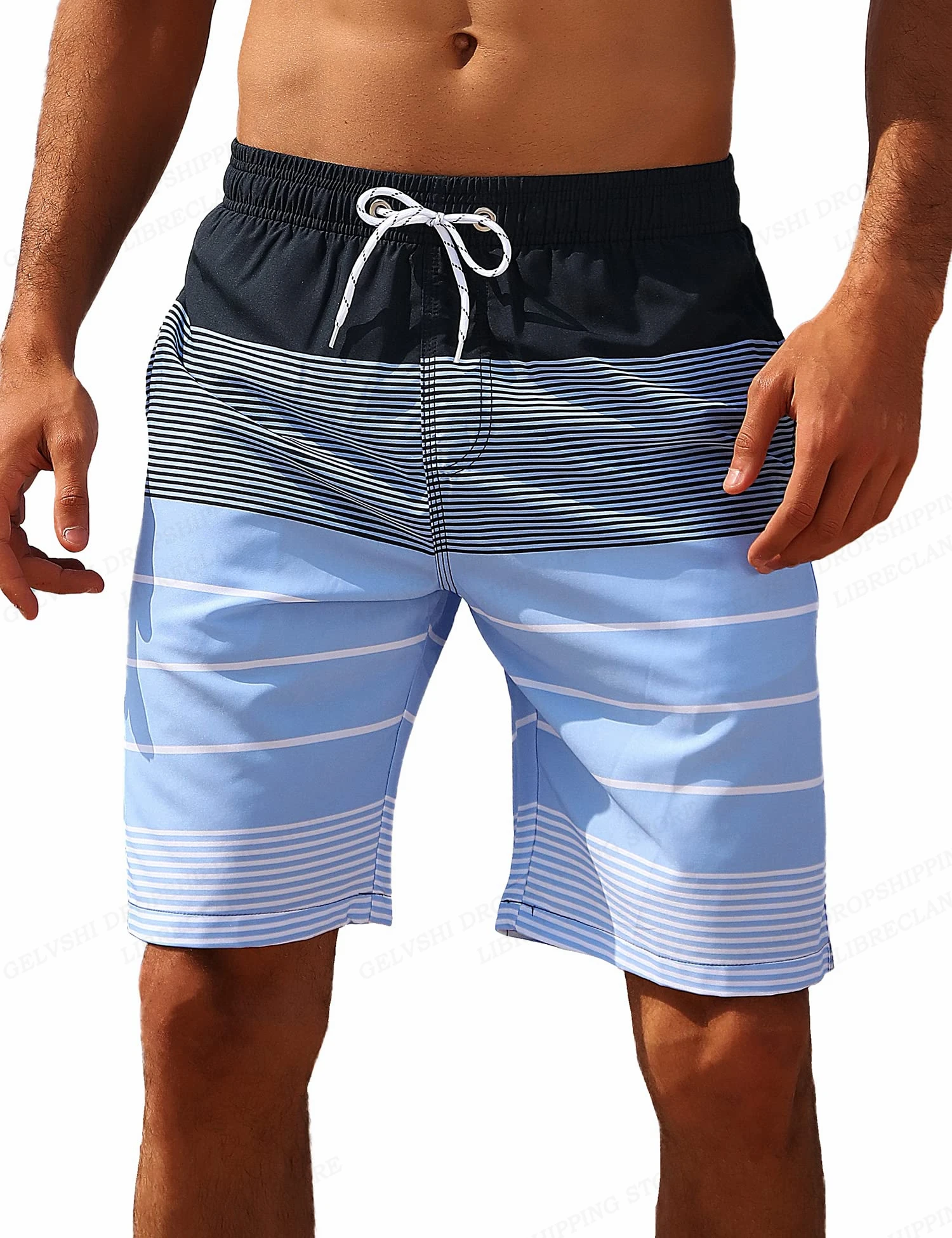 Striped Beach Shorts Men 3D Fashion Swimwear Board Shorts Trunk Gym Fitness Pant Men\'s Briefs Swimsuit Beachwear Short