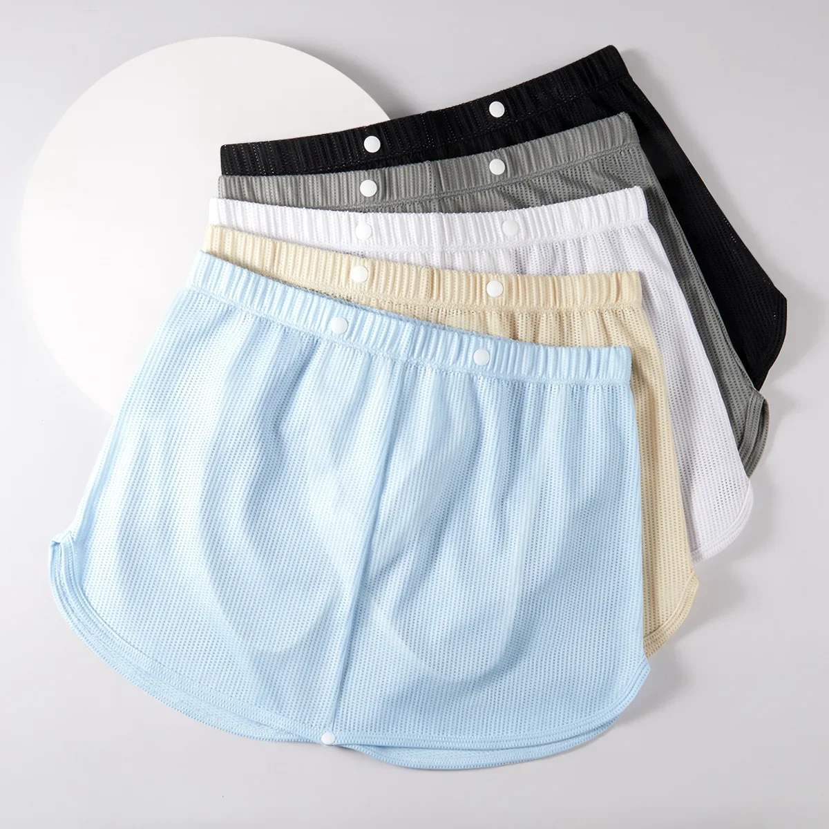 3 in 1 Men's Summer Spring Skirt Shorts Boxer Casual Mesh Ice Silk Sleeping Apro Pants - Comfortable Male Underwear