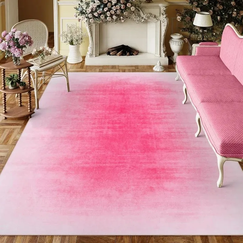Living Room Carpet Retro Pink Mediterranean Bedroom Bedside Rug High-grade Healing Home Large Area Coffee Table Mats