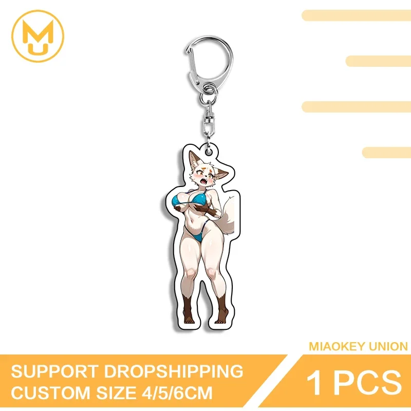 Hentai Bikini Furry Big Boobs Exquisite Lively Waterproof Double Sided Key Chains Advance Guard Video Game Pretty Jewelry