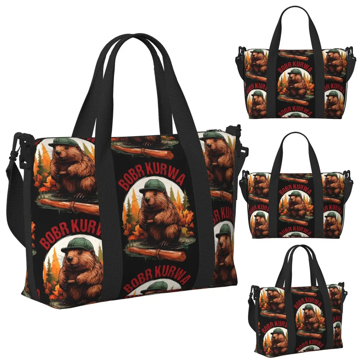 

Bobr Kurwa Bober Beaver Пляжная дорожная сумка Большая вместительная сумка-тоут для спортзала Спортивная женская дорожная сумка для покупок