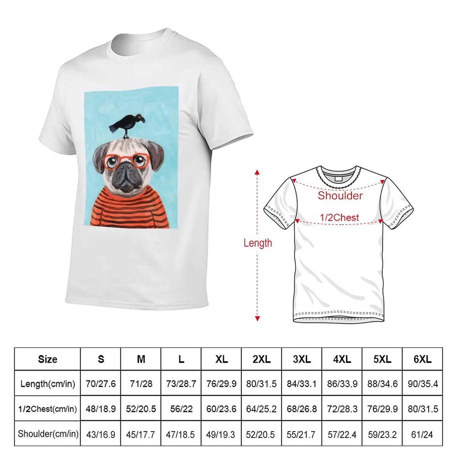 Pug With Crow Colorful Pugs Art Dog Pet Lover T-Shirt rapper graphic tees summer shirt black t-shirts for men