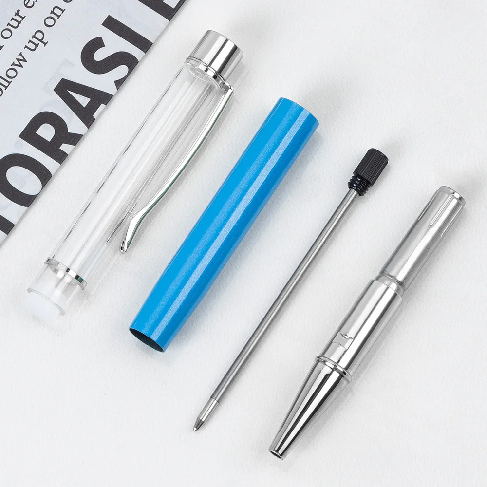 20Pcs Empty Tube Metal Diy Ballpoint Pens Can Be Filled Quicksand Gold Foil Custom Logo Empty Rod DIY Creative Ballpoint Pen