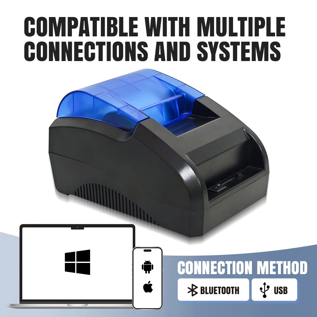 Imagem -03 - Impressora de Recibos Portátil com Bluetooth e Usb Impressora Térmica Pos Bill Bilhete Mini Negócios Varejo Android Ios pc 58 mm