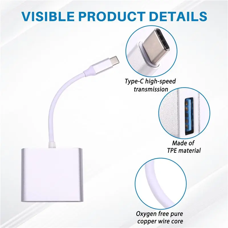 AT12 3 In 1 TYPE-C To -Compatible 4K Adapter Cable Converter Type-C To -Compatible USB HD Cable Docking Station