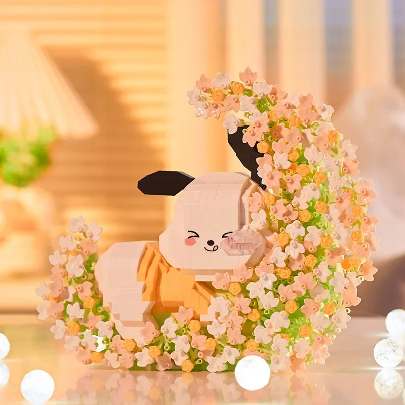 Sanrio микро строительные блоки Pochacco Kawaii Panda Cinnamoroll 3D модель DIY головоломка мини-кирпичи фигурки игрушки для рождественского подарка