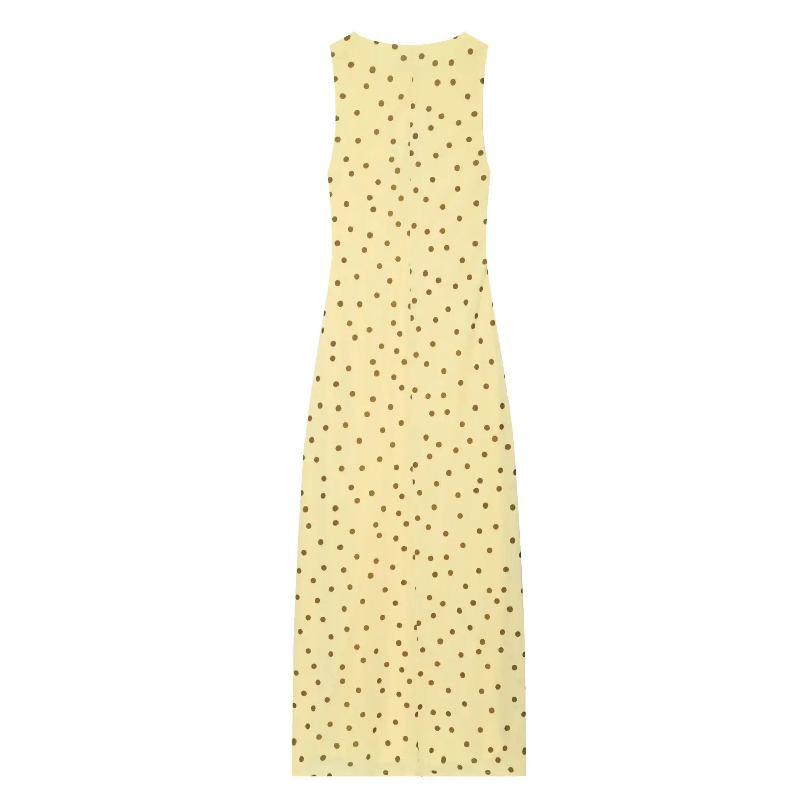 HH Minimalistisches Elegantes Polka-Dot Maxikleid für Damen Sommer Ärmelloses Tailliertes Langes Kleid Smart Casual Büro-Outfit – Detail 3