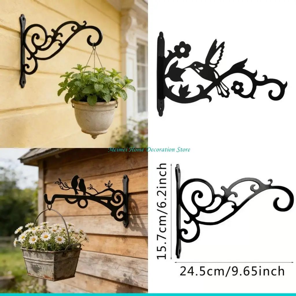 H7BF Versatile Metal Wall Hook Support For Potted Plant Featuring Artistic Bird Designs Suitable For Living Rooms And Patios