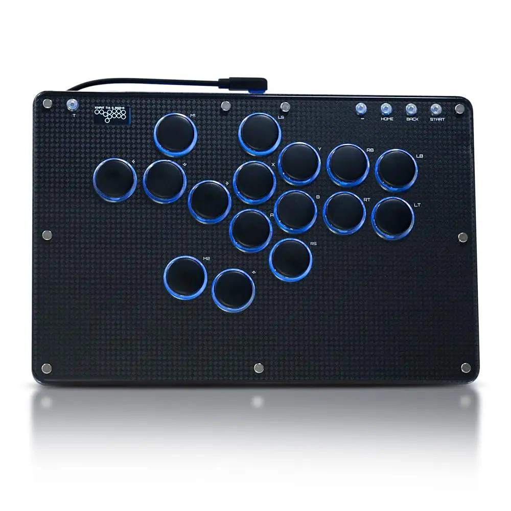 

Тонкий игровой контроллер с кнопками для Switch/PC/PS4/PS3/Steam Deck с функциями Turbo, RGB, Hot-Swap и SOCD, черный цвет